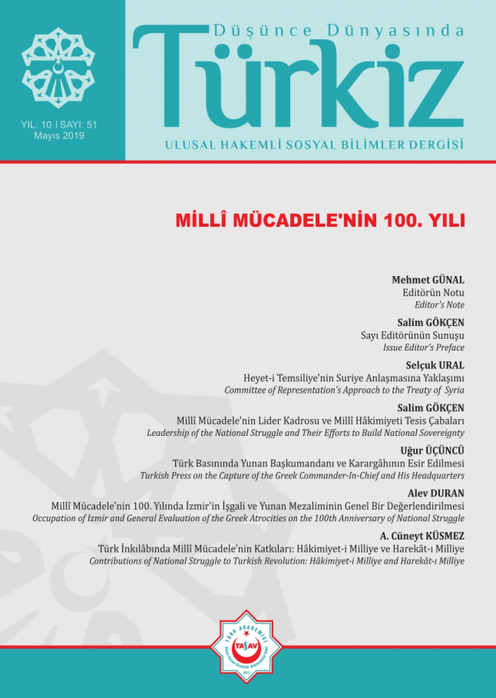 Sayı 51: Millî Mücadelenin 100. Yılı